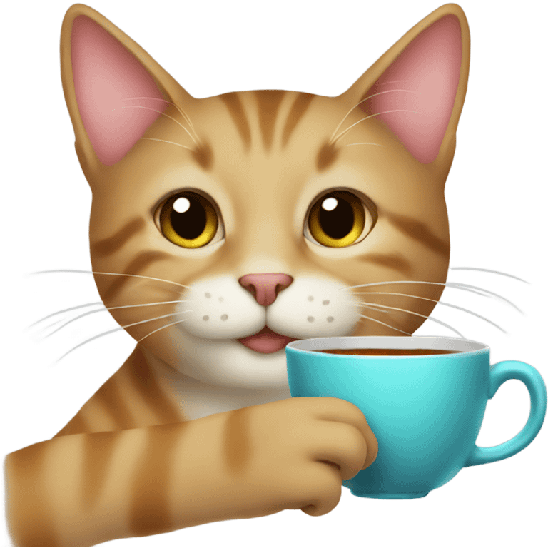 Cat drinking tea emoji