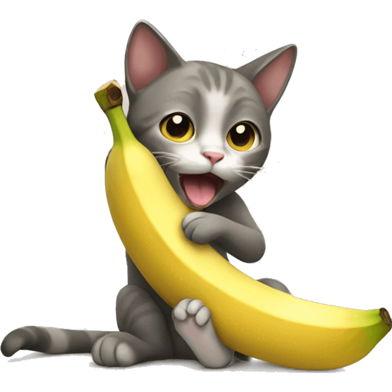 Cat eating banana emoji