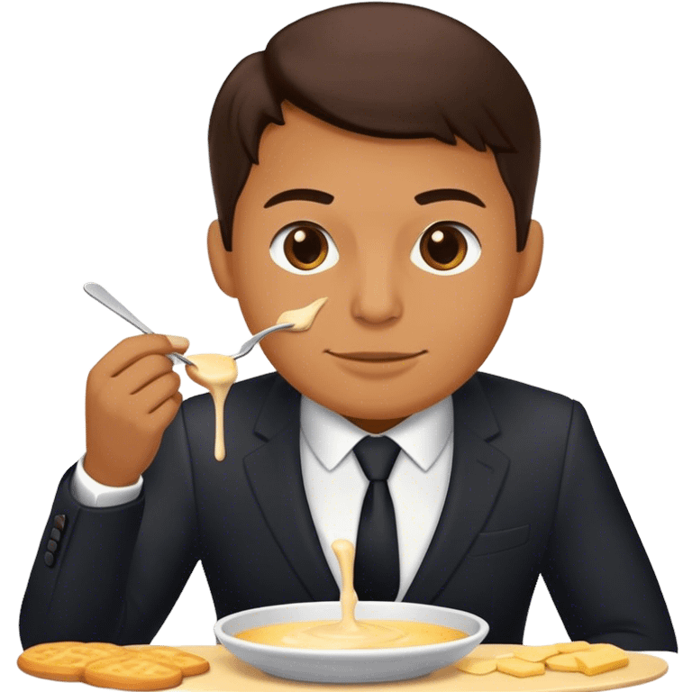 Bank manager eating Fondue emoji