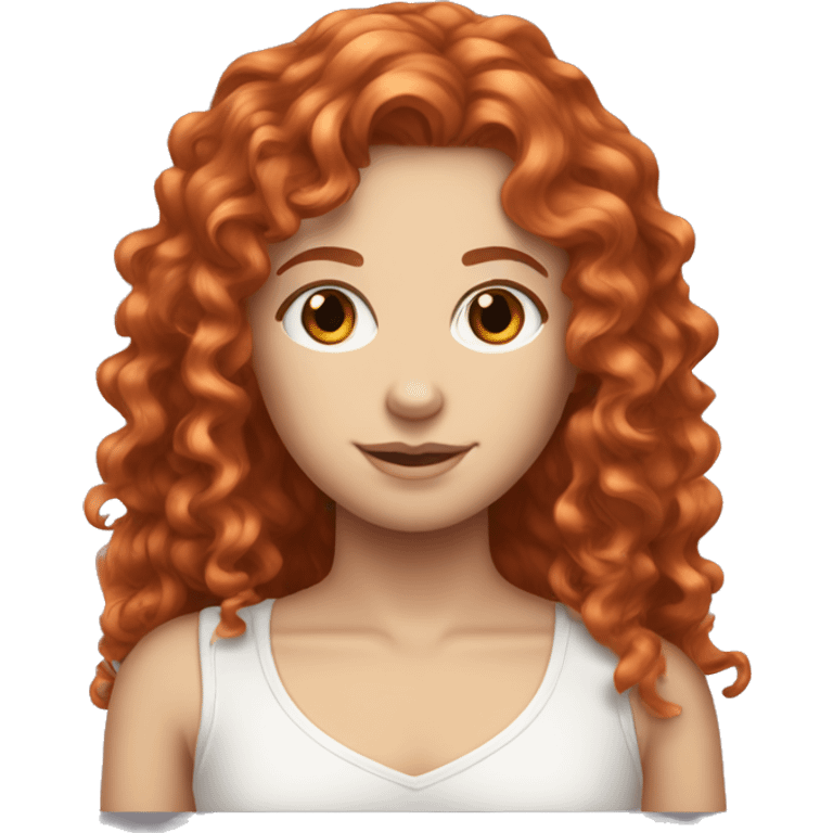 Curly long red hair white girl  emoji