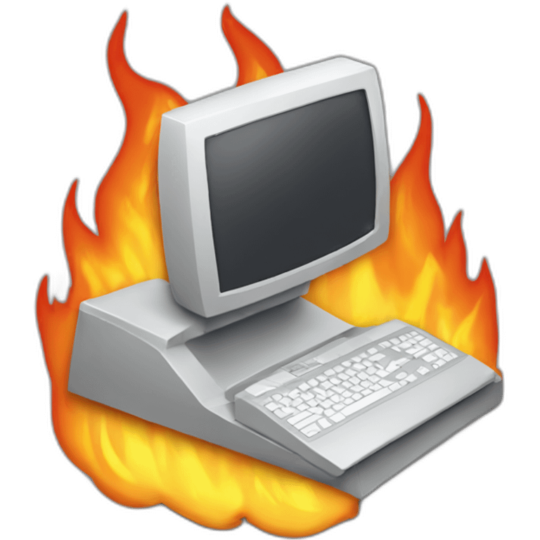 flaming pc workstation emoji