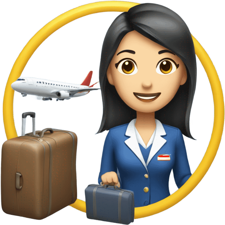 asian FLIGHT ATTENDANT WITH A LUGGAGE emoji