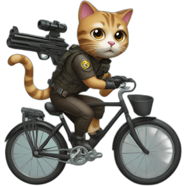 Cat with gun in bike emoji