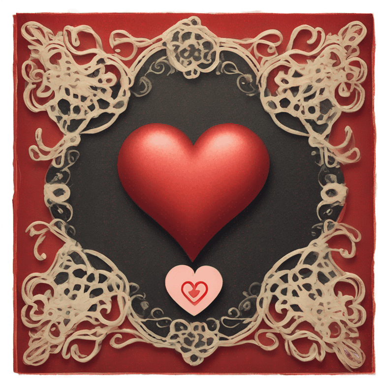 vintage valentine’s day card black red emoji