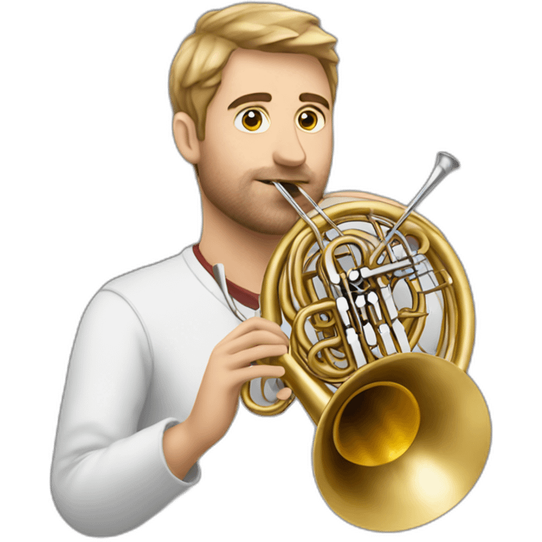 Got playing a French horn emoji