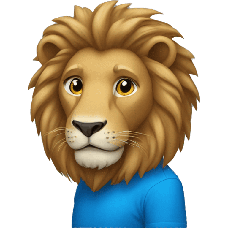 A lion wearing a blue t-shirt emoji