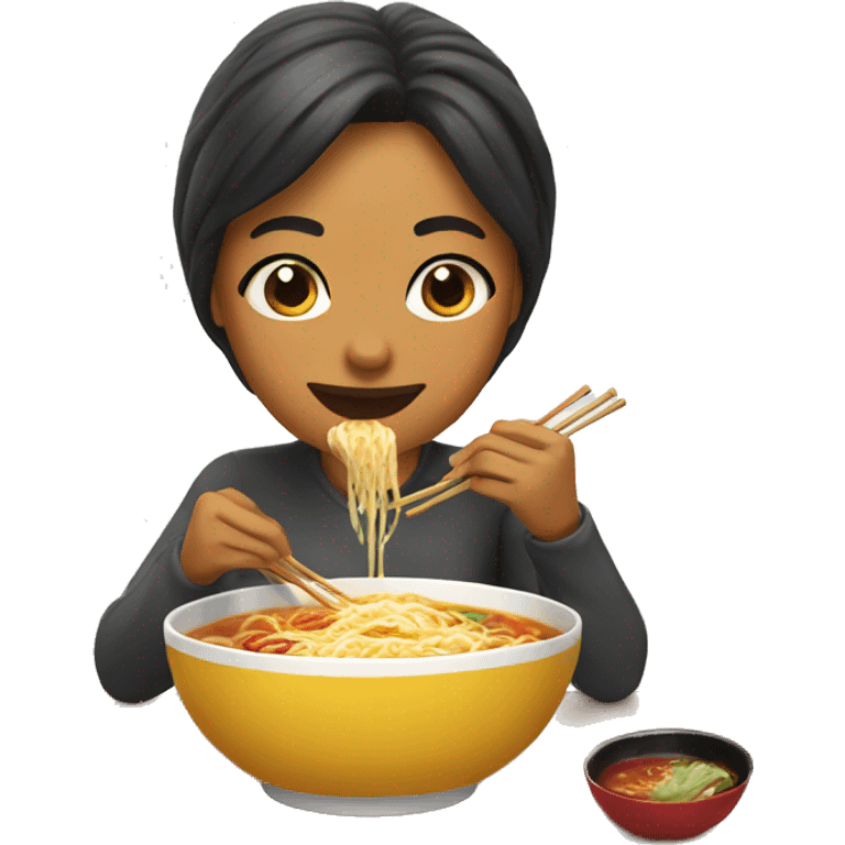 Chica comiendo ramen emoji