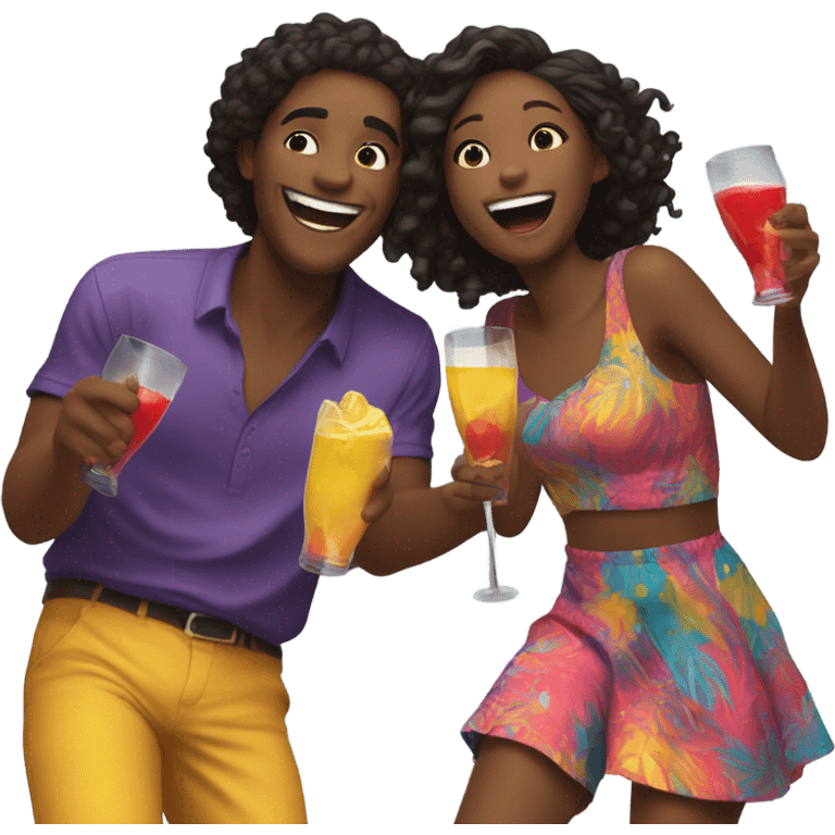 Guy and girl partying emoji