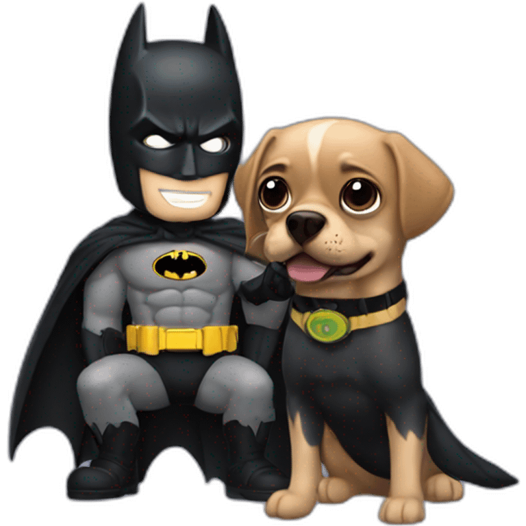 Batman playing with puggle emoji