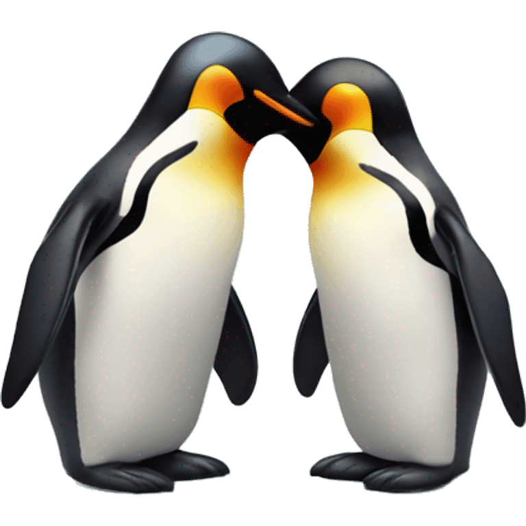 penguins in love under the rainbow emoji