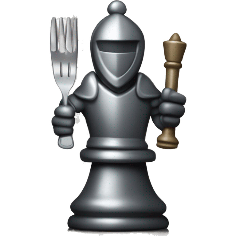 chess Knight piece with fork in hand emoji