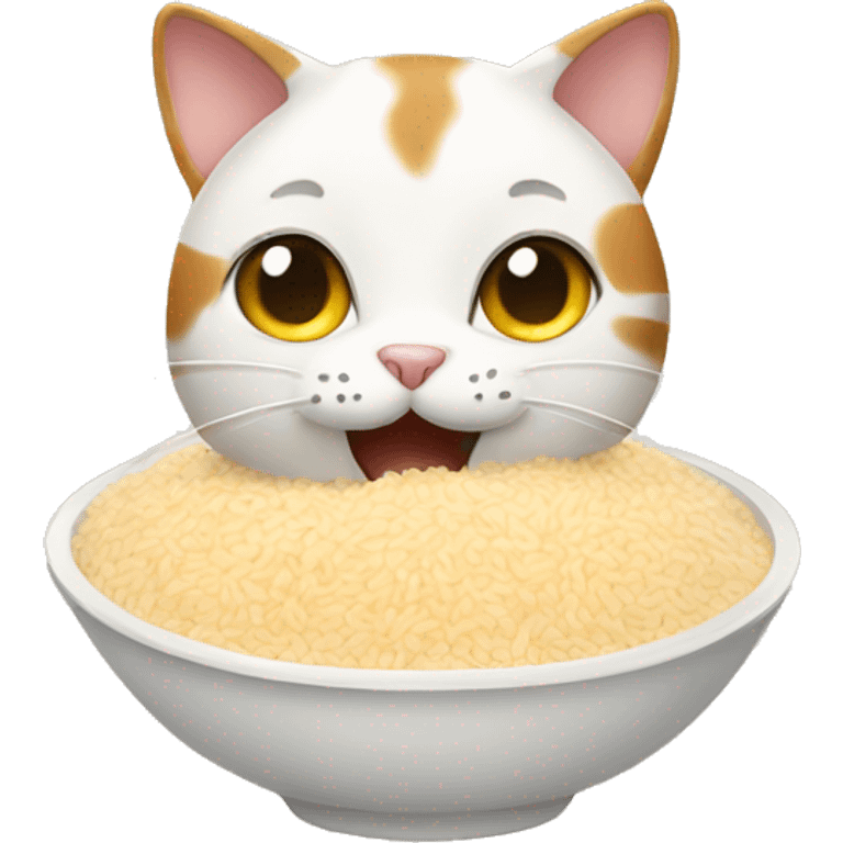 cat eating rice emoji