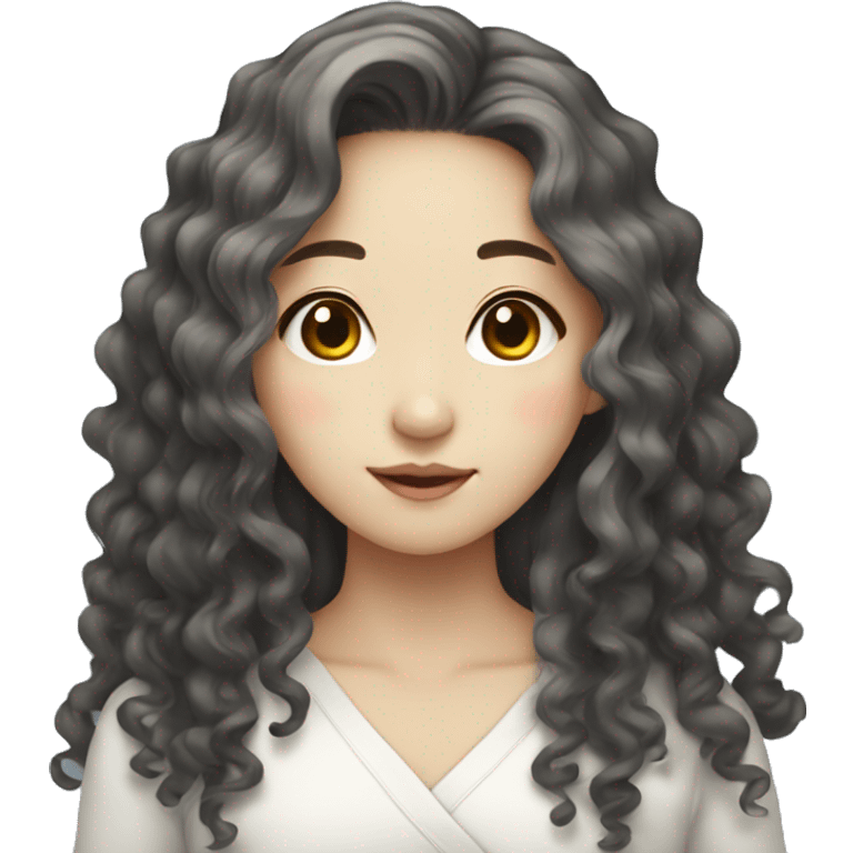 Pretty korean girl with long curly hair emoji