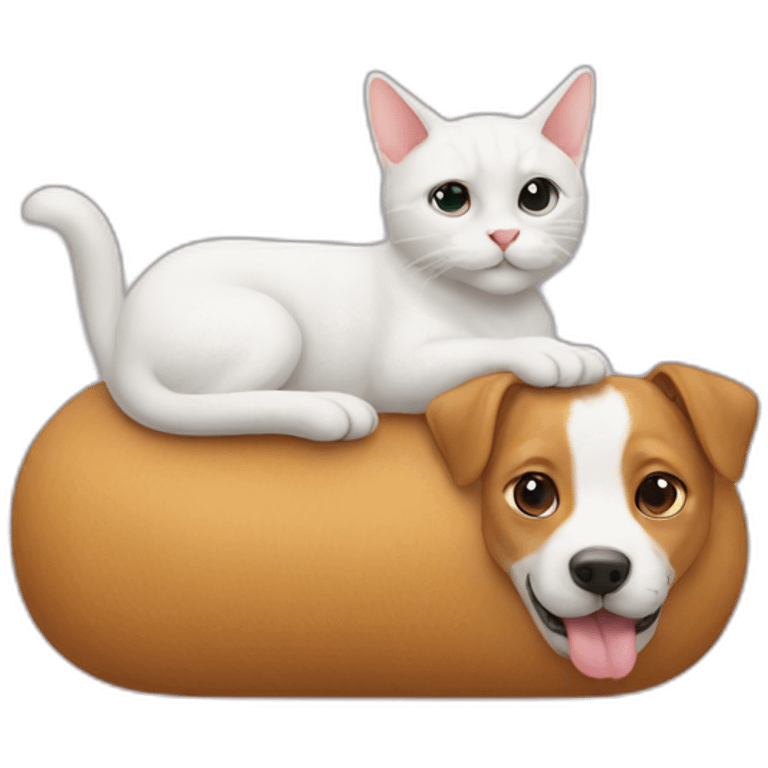 cat on top of dog emoji