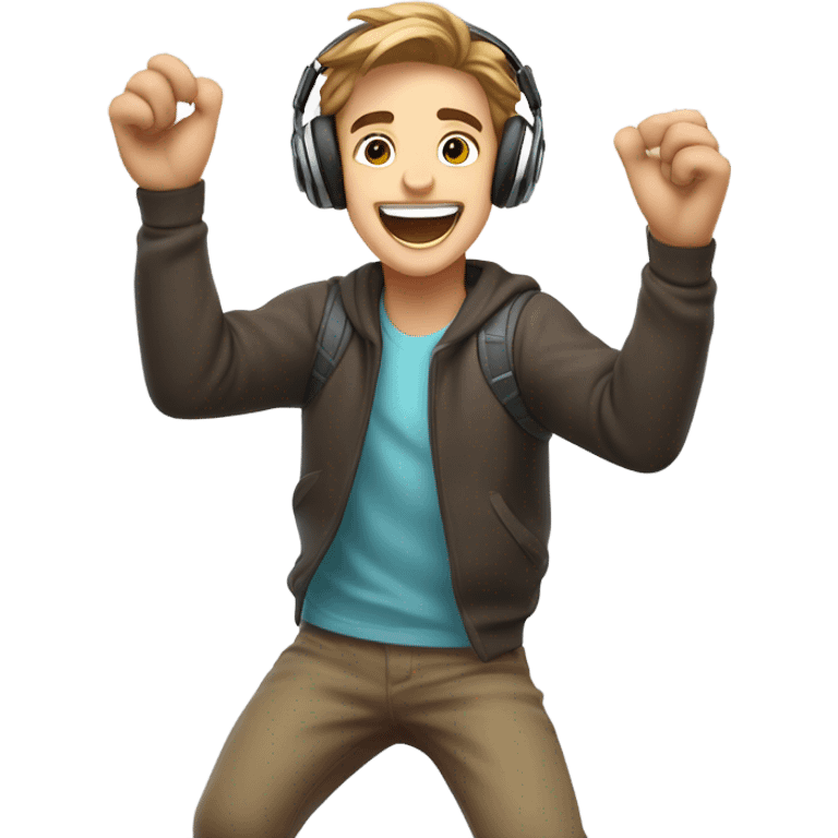 Caylus the YouTuber celebrating because he won a video game emoji