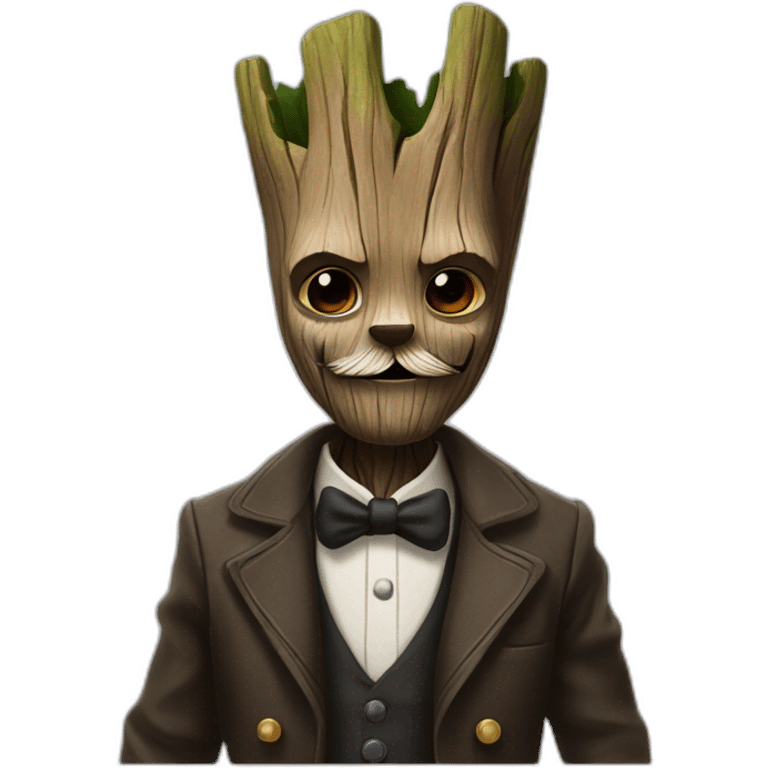 Groot con bigote de chaplin emoji