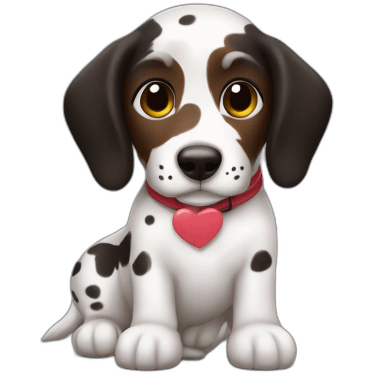 Perro salchicha mini muy tierno con pelaje negro de dalmata y un corazón  emoji