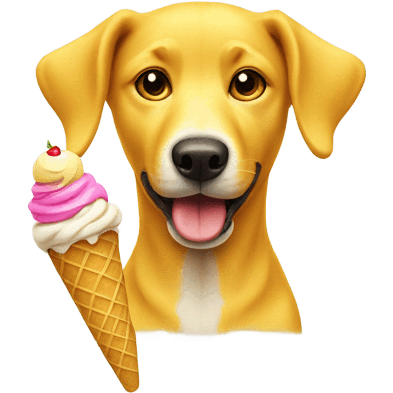 bright yellow dog with an ice cream  emoji