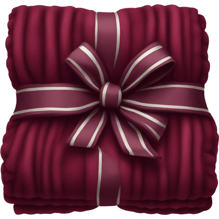 Realistic blankets neatly folded in a burgundy bow emoji