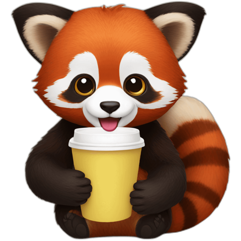 red panda holds a cup emoji