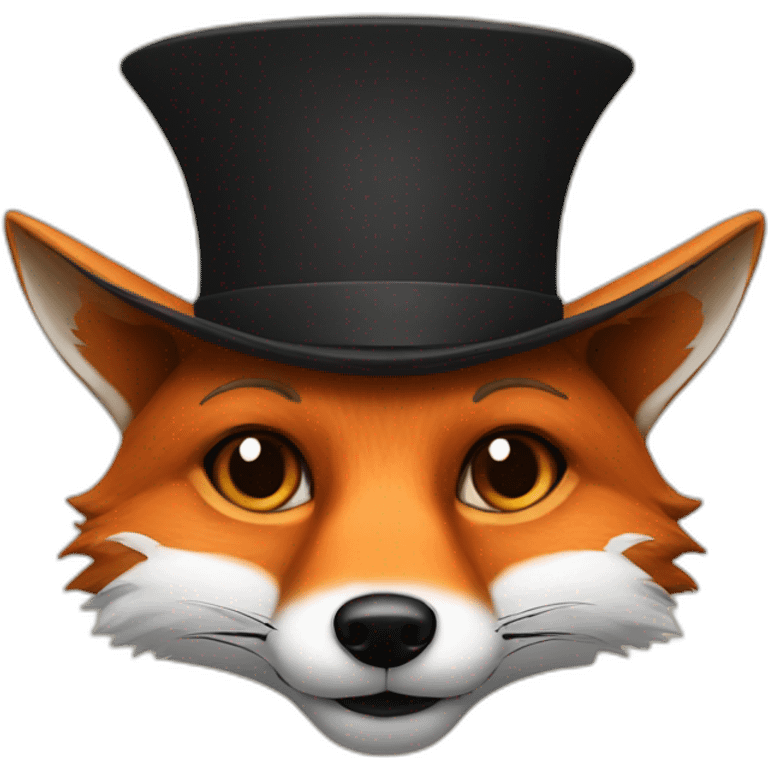 fox face with hat and with big black human moustache emoji