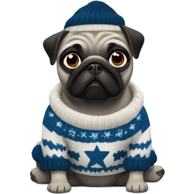 Black pug a Jewish star sweater emoji