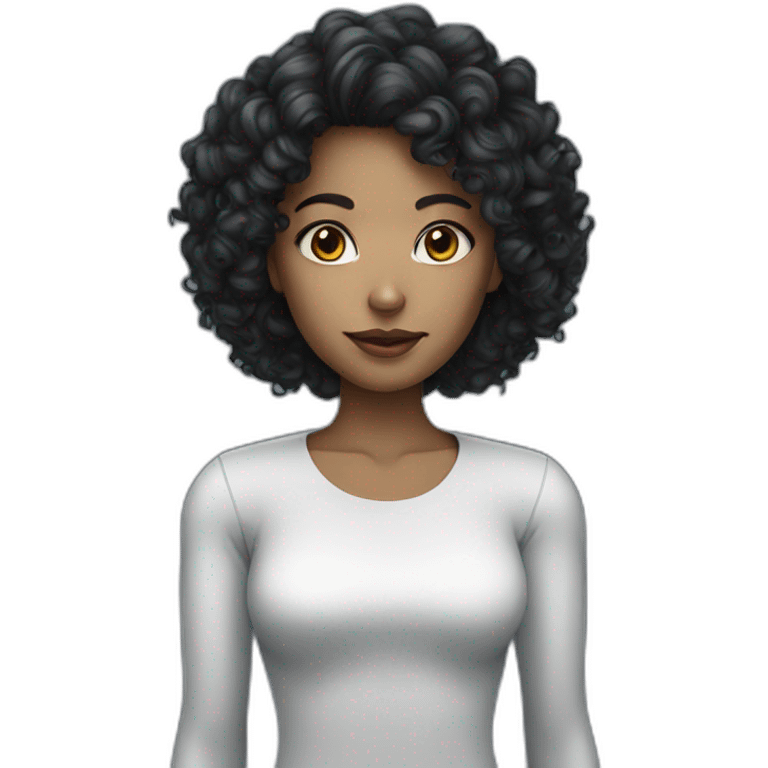 robot woman dark curly hair emoji