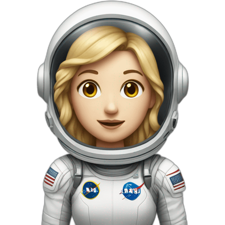 a white girl with an astronaut helmet, apple emoji