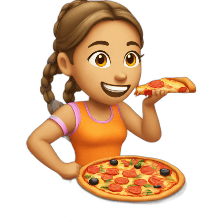 aerobic girl eats pizza emoji