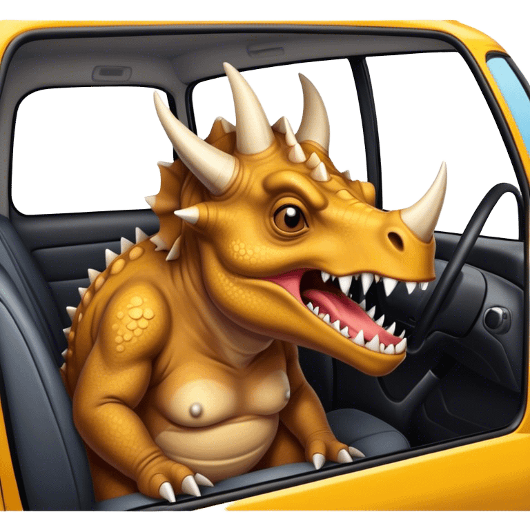 angry office triceratops in the back seat of the taxi emoji