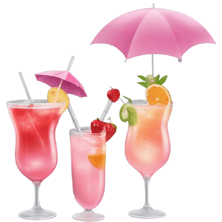 Three pink cocktails emoji