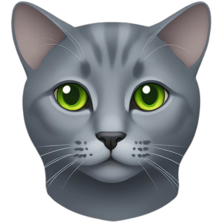 fully grey cat russian blue with round face and green eyes emoji