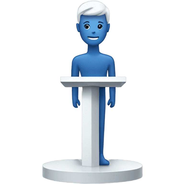 a simple emoji icon for a tech town hall meeting, a podium, a person in front of it with circuits on their chest, a square background, flat colors, vector graphic, square aspect ratio emoji