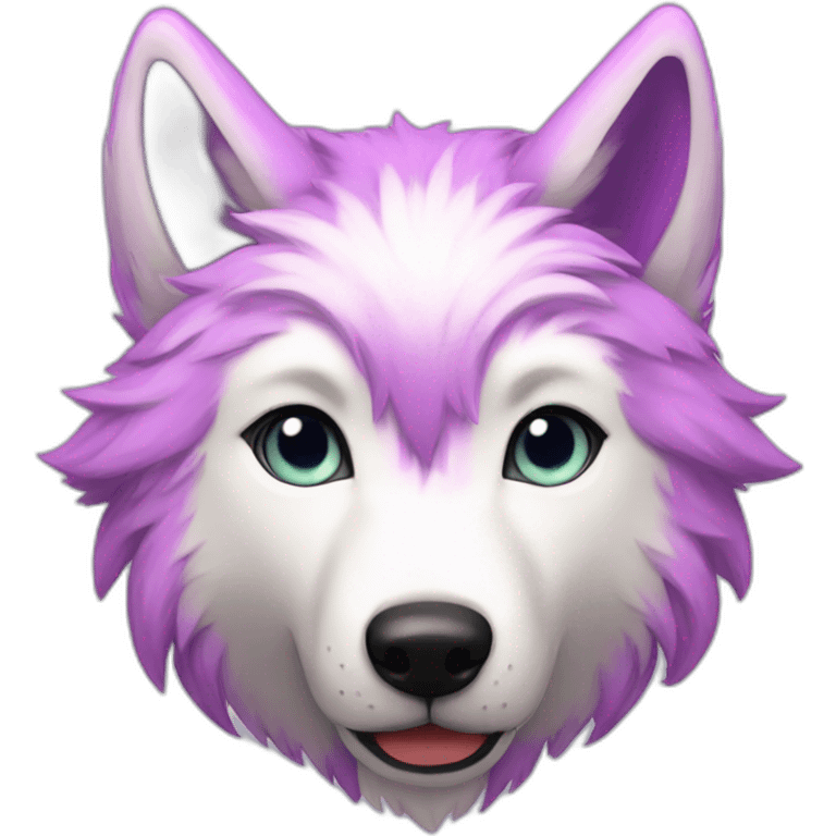 pink white wolf furry purple hair emoji