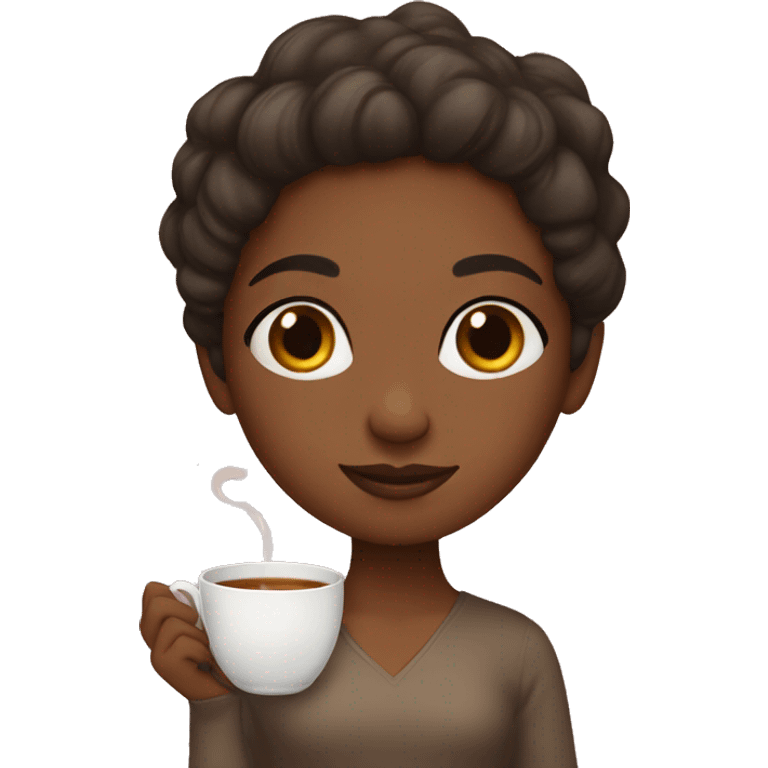 Brown girl with tea emoji