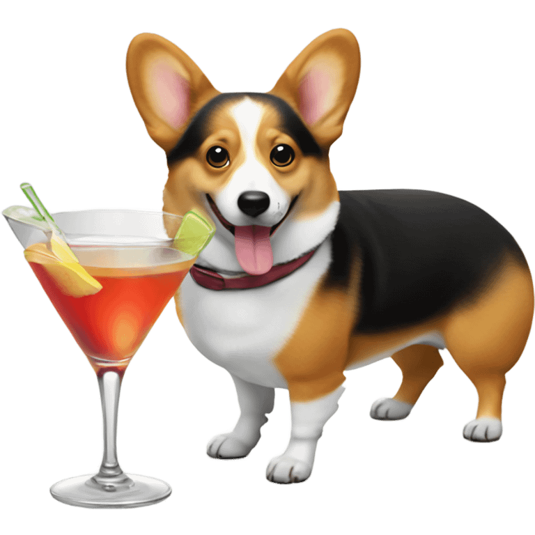 Corgi drinking a martini emoji