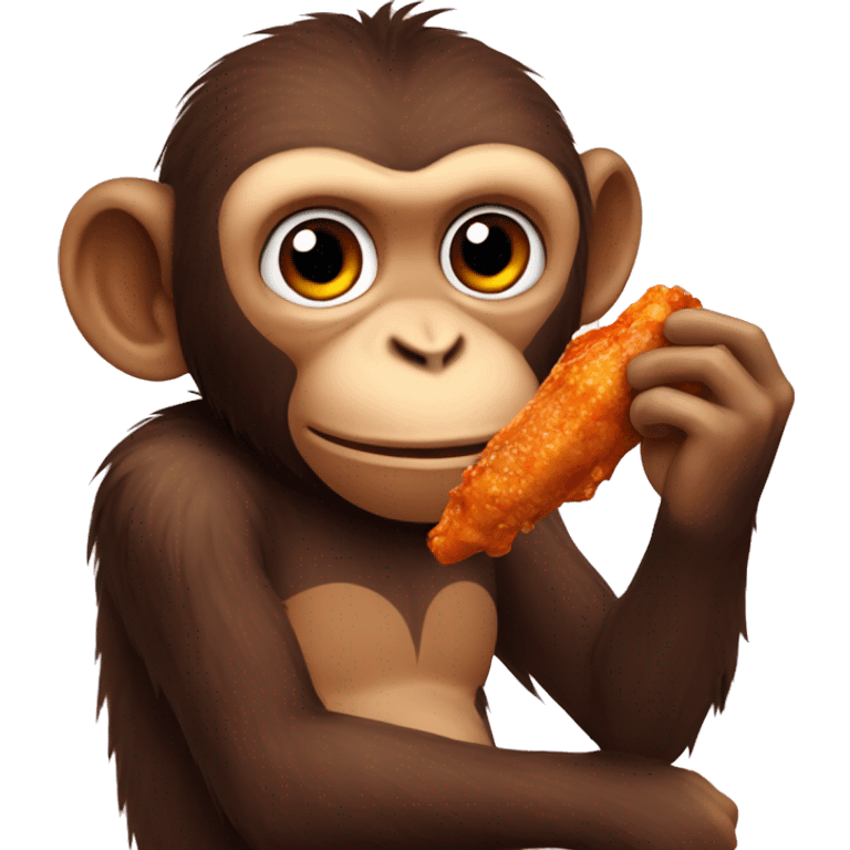 Monkey eating chicken wing emoji