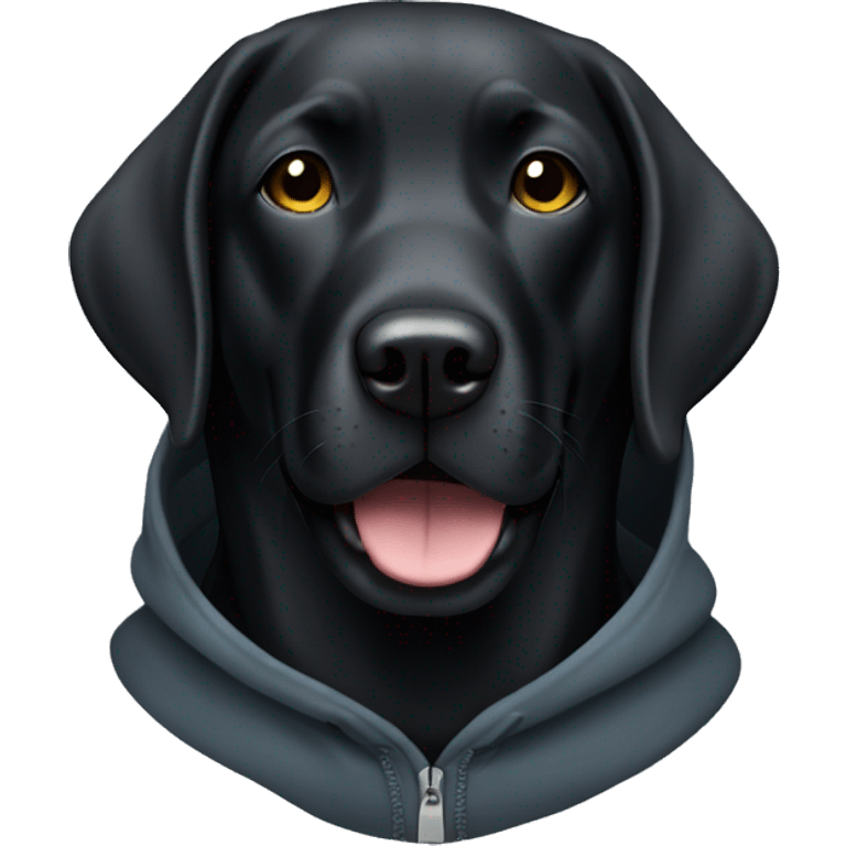 Black lab wearing a hoodie emoji