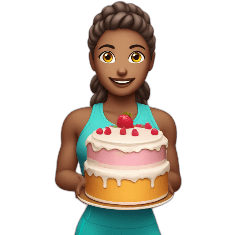 Fitness Trener girl with cake emoji