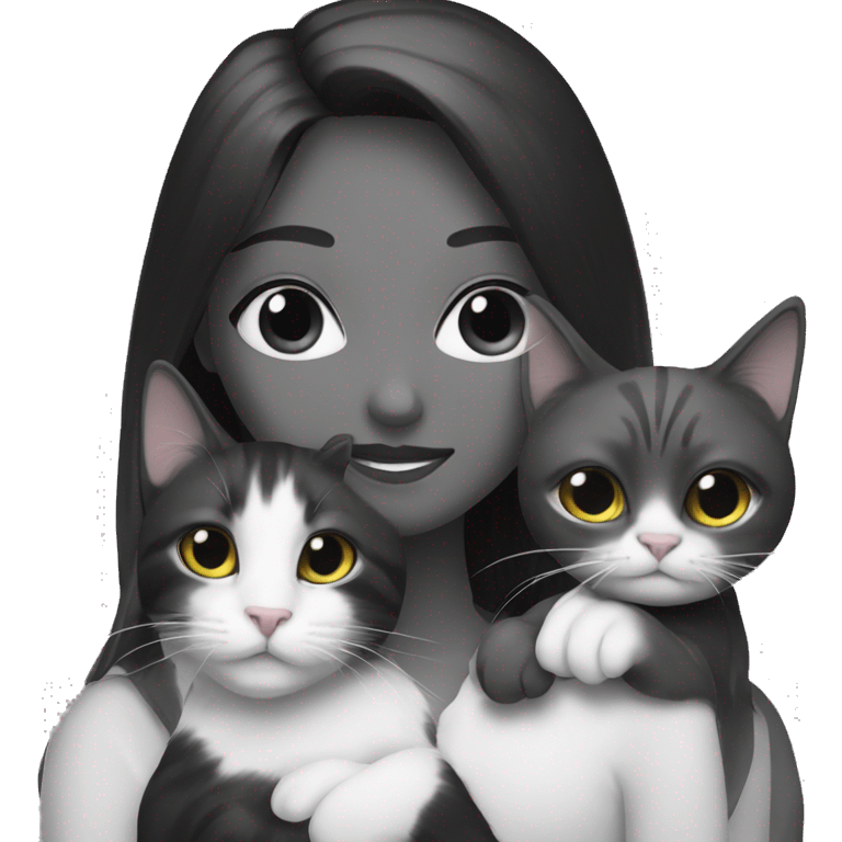 Cat black and white with a girl emoji