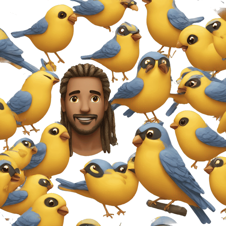 😭 face emoji with birds around him emoji