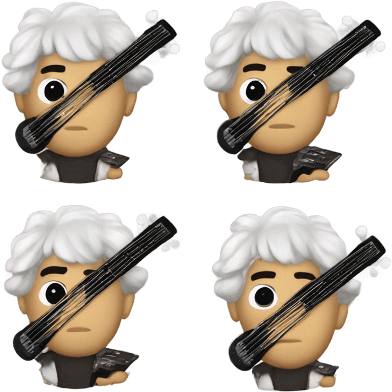 Ludwig Beethoven chibi wig standing old angry 5-string banjo emoji