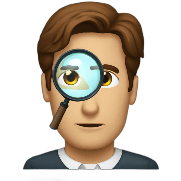 Mulder looking through a magnifier emoji