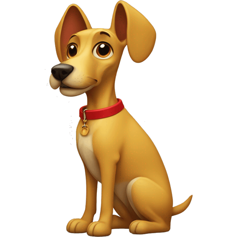 mustard colored dog with very very long ears and red collar emoji