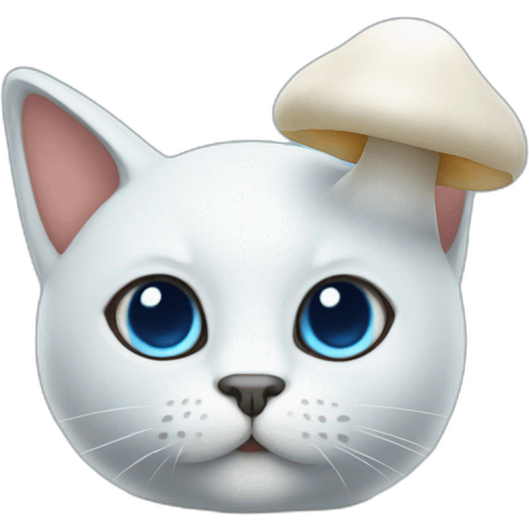 Blue cat with a white mushroom on the head emoji