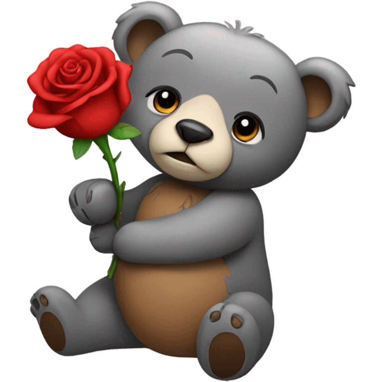 Bear holding rose  emoji