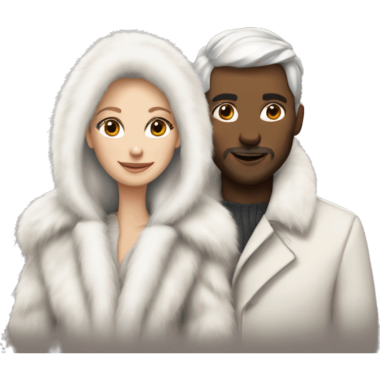 White couple in long fur coats emoji