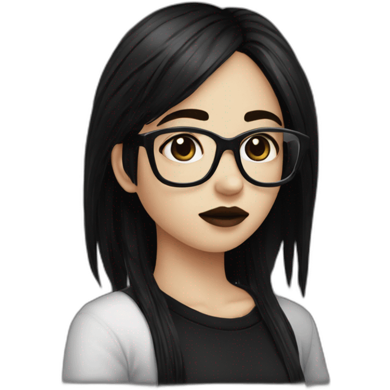 Crying+goth-girl-dark-hair-with-glasses-black-tshirt emoji