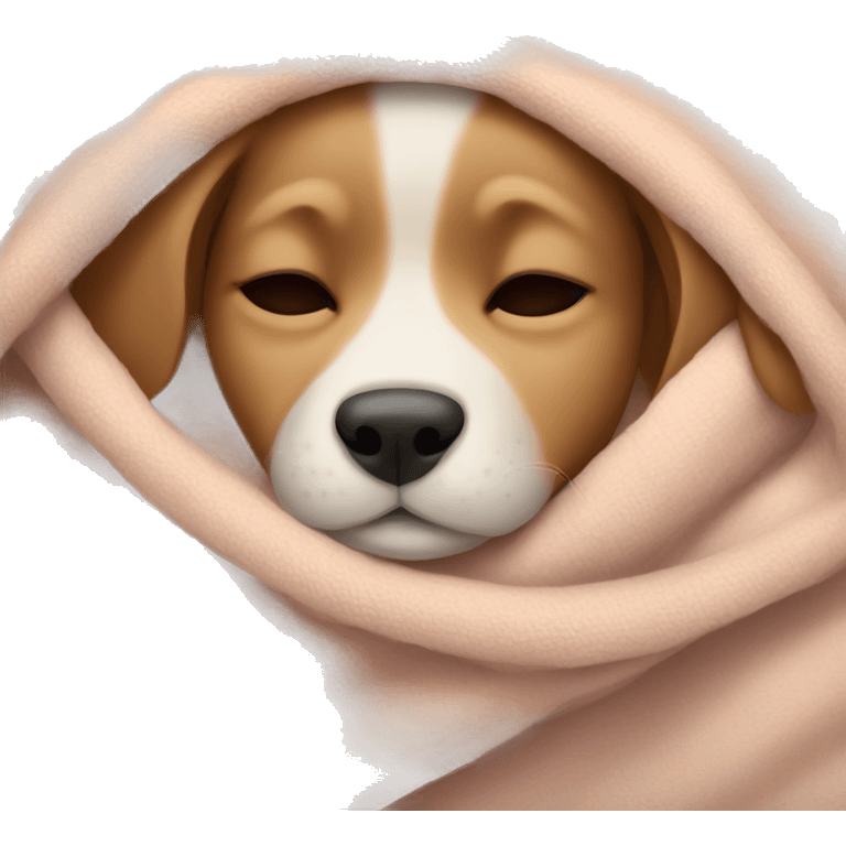 Puppy sleeping in blanket emoji