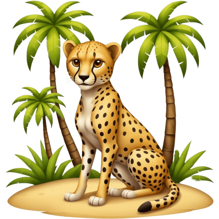 Cheetah and palm trees  emoji